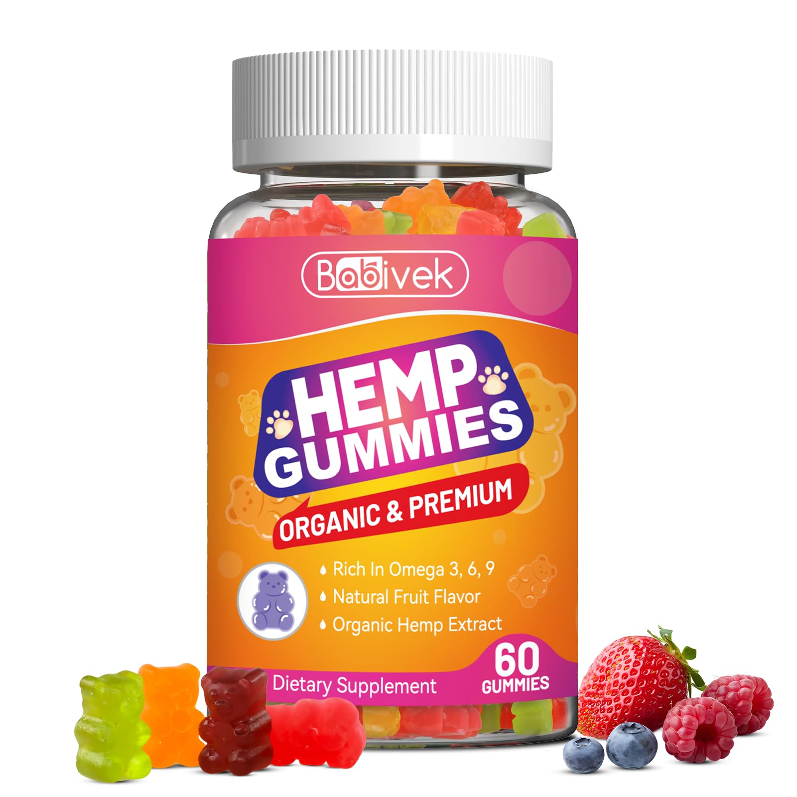 Babivek Hemp Seed Oil Gummies for Adults, 60 Gummies