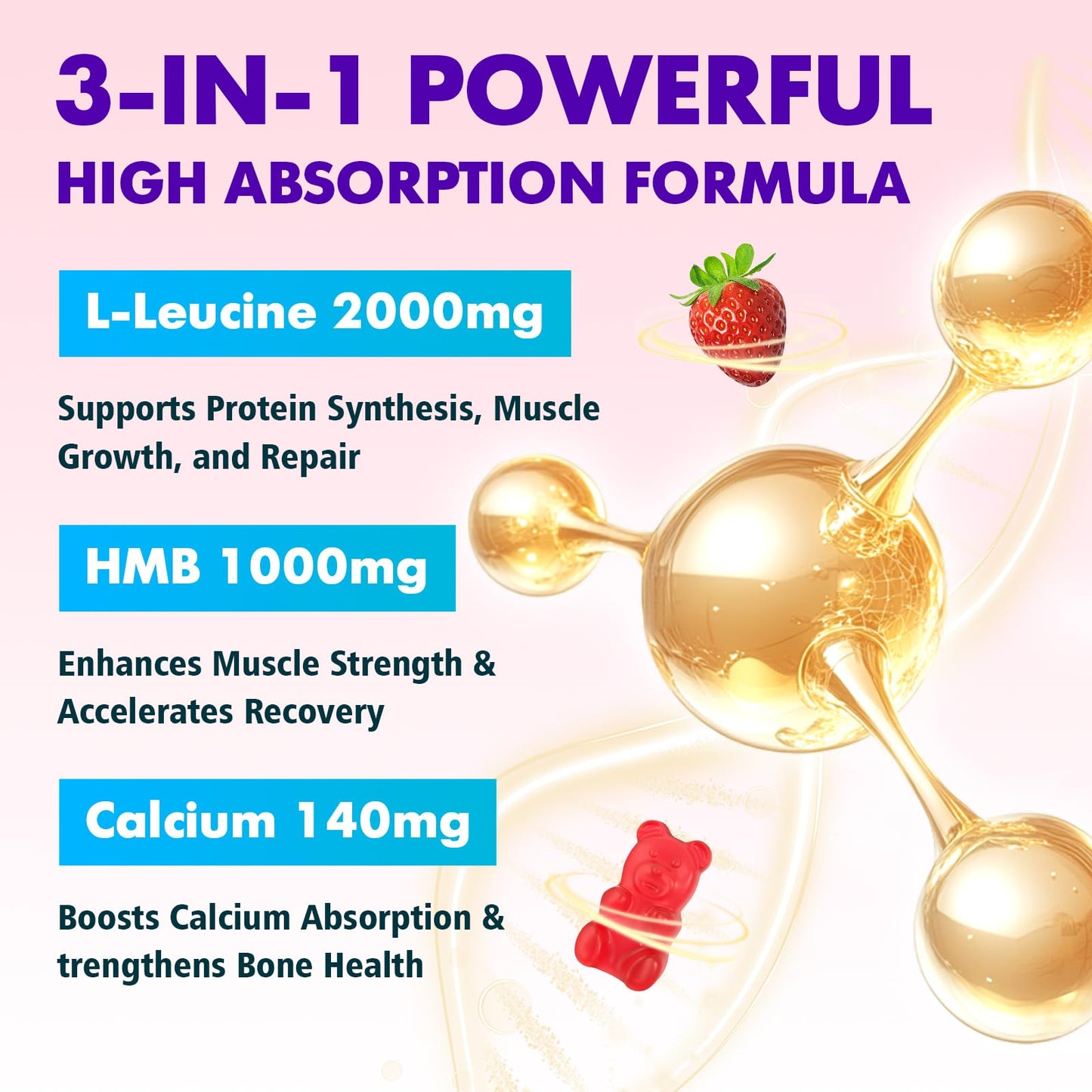 BVIVLOO HMB and L-Leucine Gummies, 2-pack, 120 Gummies