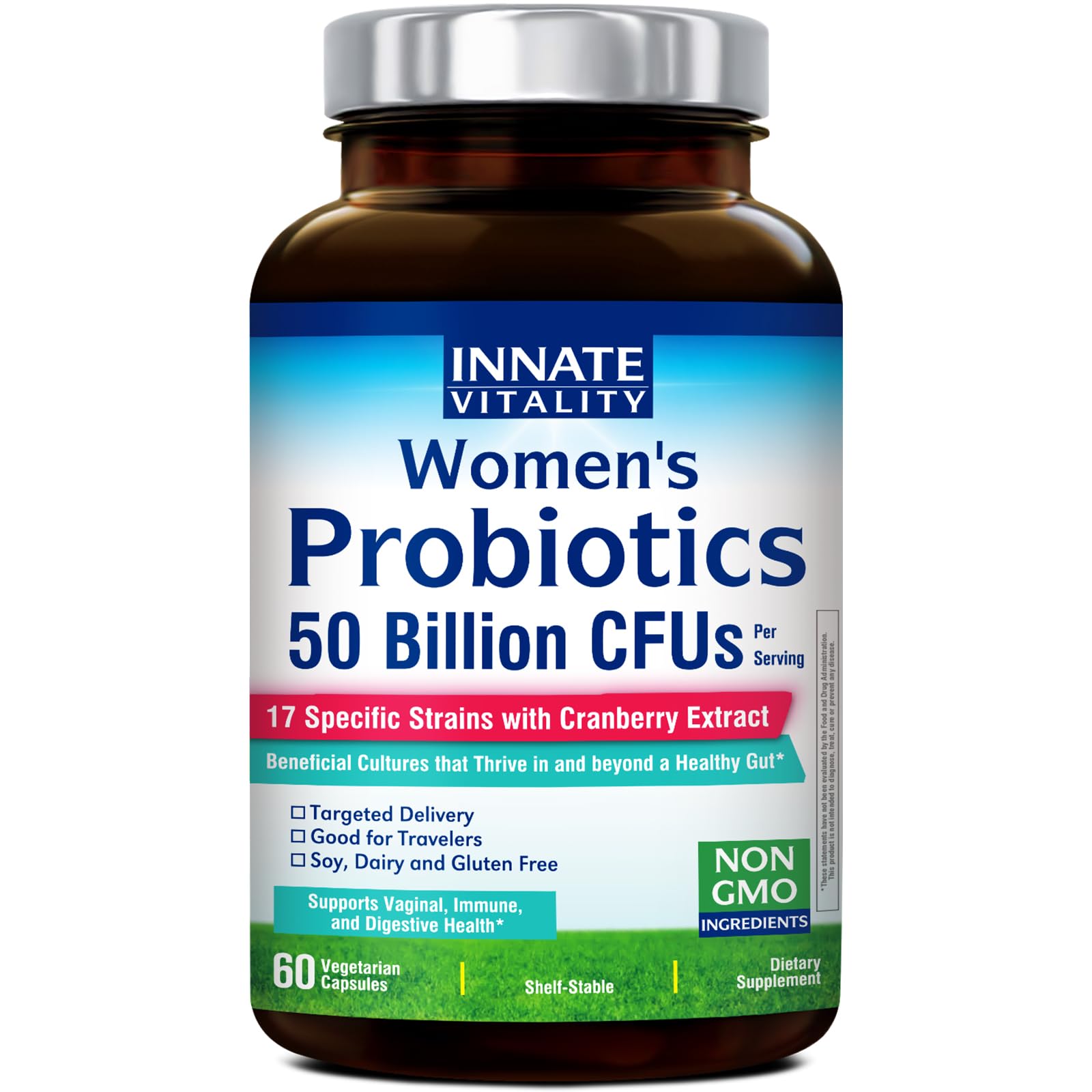 Innate Vitality Probiotics for Women Capsules, 50 Billion CFUs, 17 Proven Strains, 60 Count