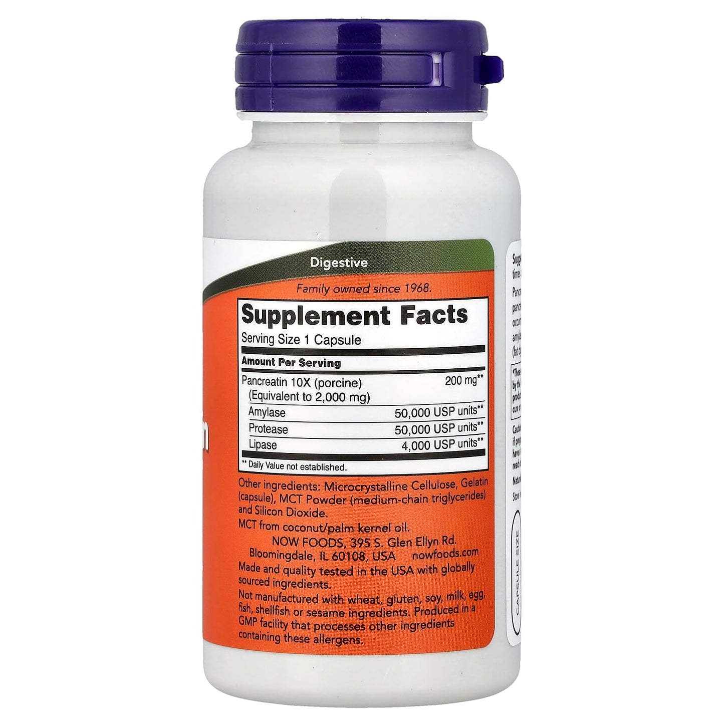 NOW Foods Pancreatin 2000mg Capsules, 100 Count