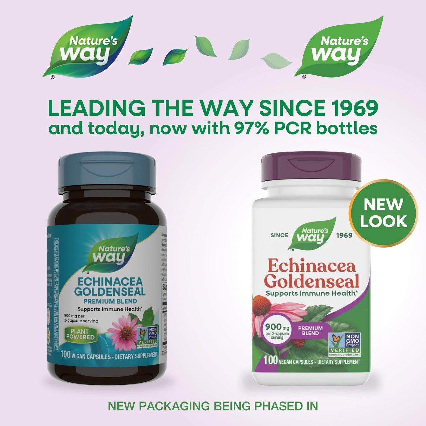 Nature's Way Echinacea Goldenseal Premium Blend Supports Immune Health*, 900 mg per 2-Capsule Serving, Non-GMO Project Verified, Vegan, 100 Capsules