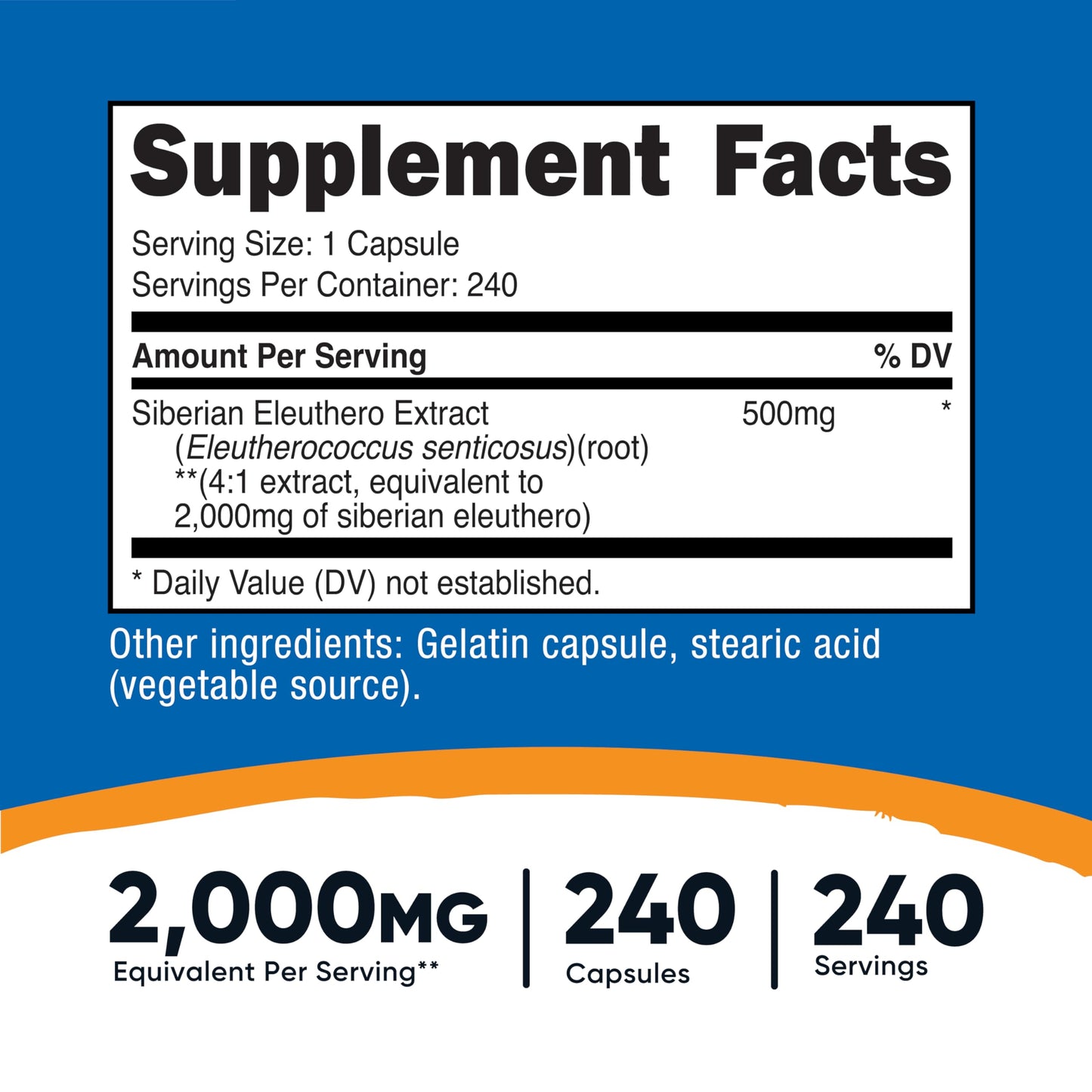 Nutricost Siberian Eleuthero 500mg Capsules, 240 Count