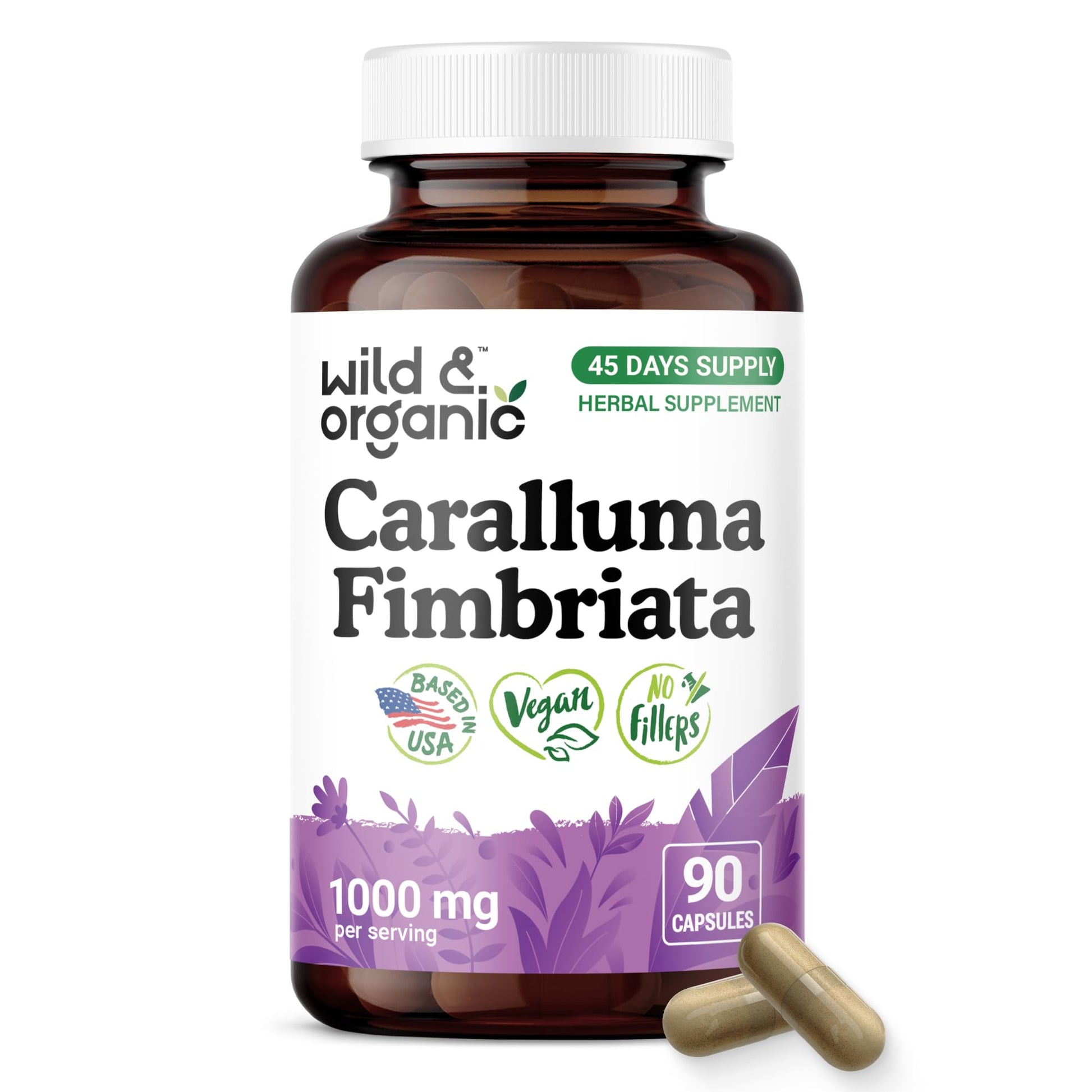 Wild & Organic Caralluma 1000 mg Capsules 90 Count