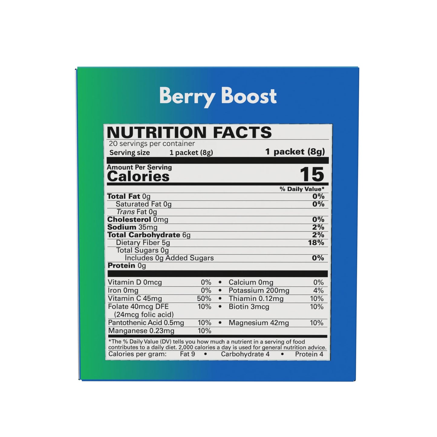 GLP-1Care Berry Boost Fiber Drink Powder 0.27 oz, 20 Servings Per Box