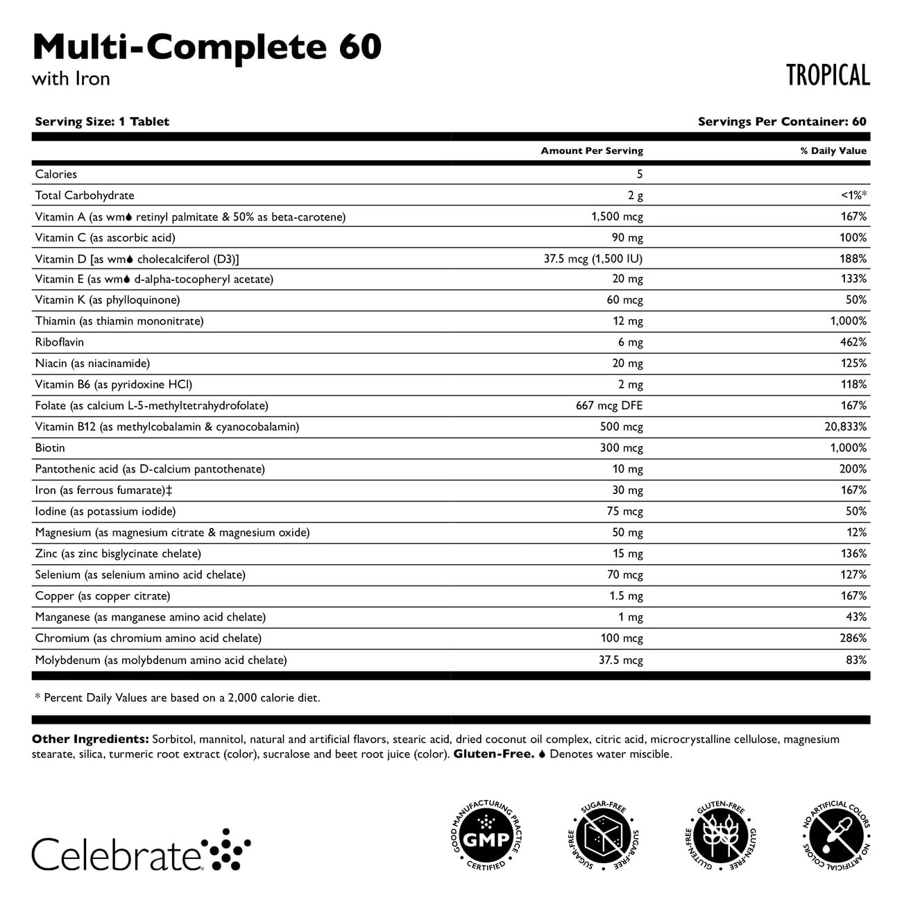 Celebrate Bariatric Supplements Multi-Complete Tablet, 60 Tablets