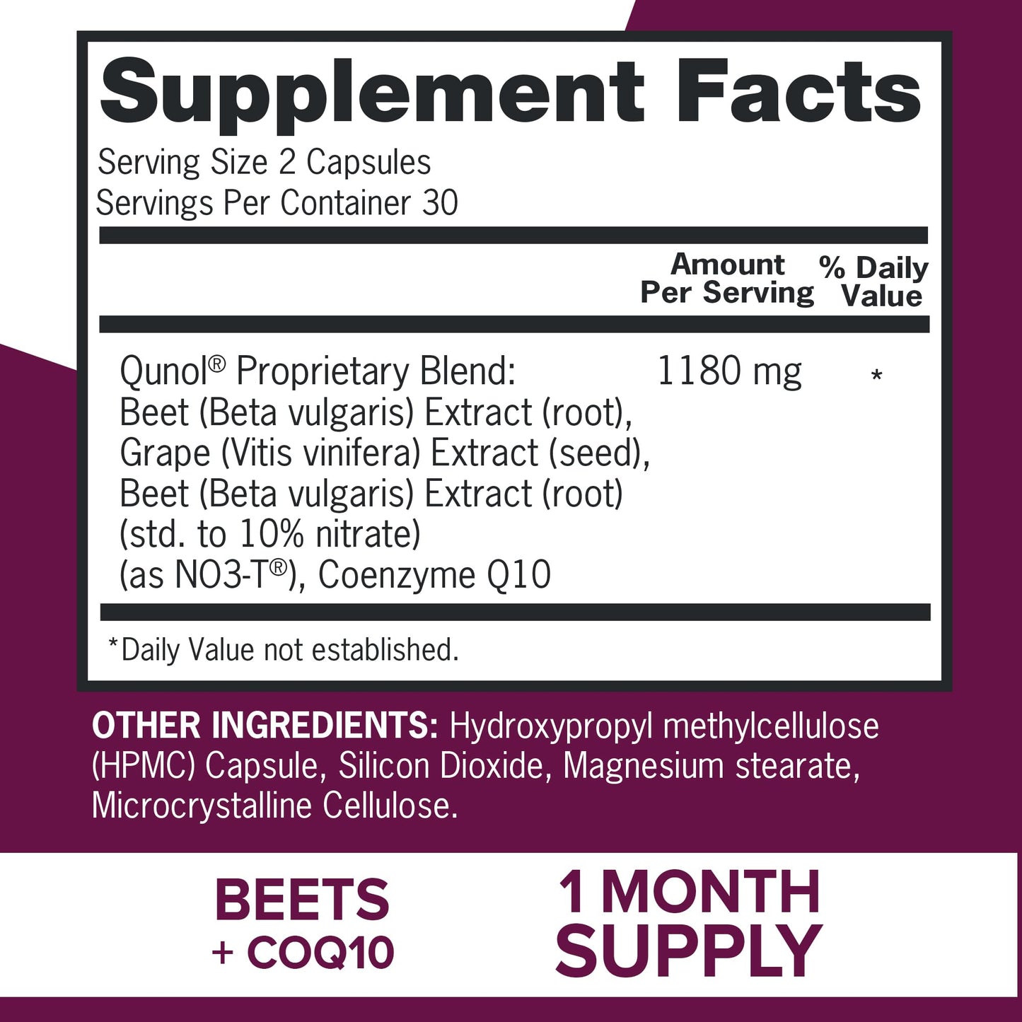 Qunol Blood Pressure Support 3 in 1 Beets + CoQ10 + Grape Seed Extract Capsules 240 Count