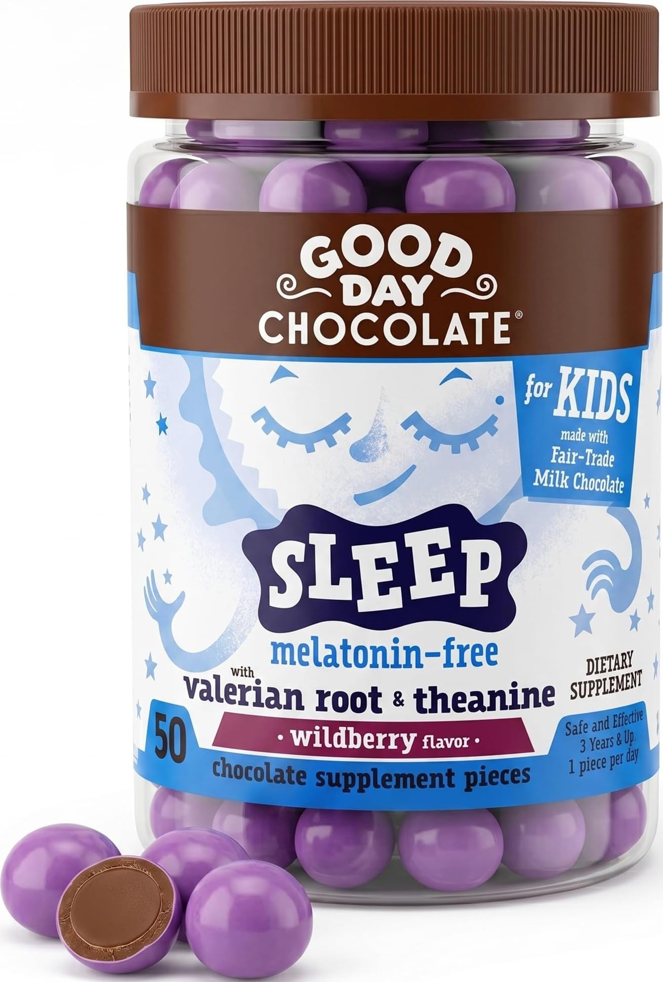 Good Day Chocolate Natural Valerian Root for Kids Chewable 50 Pieces