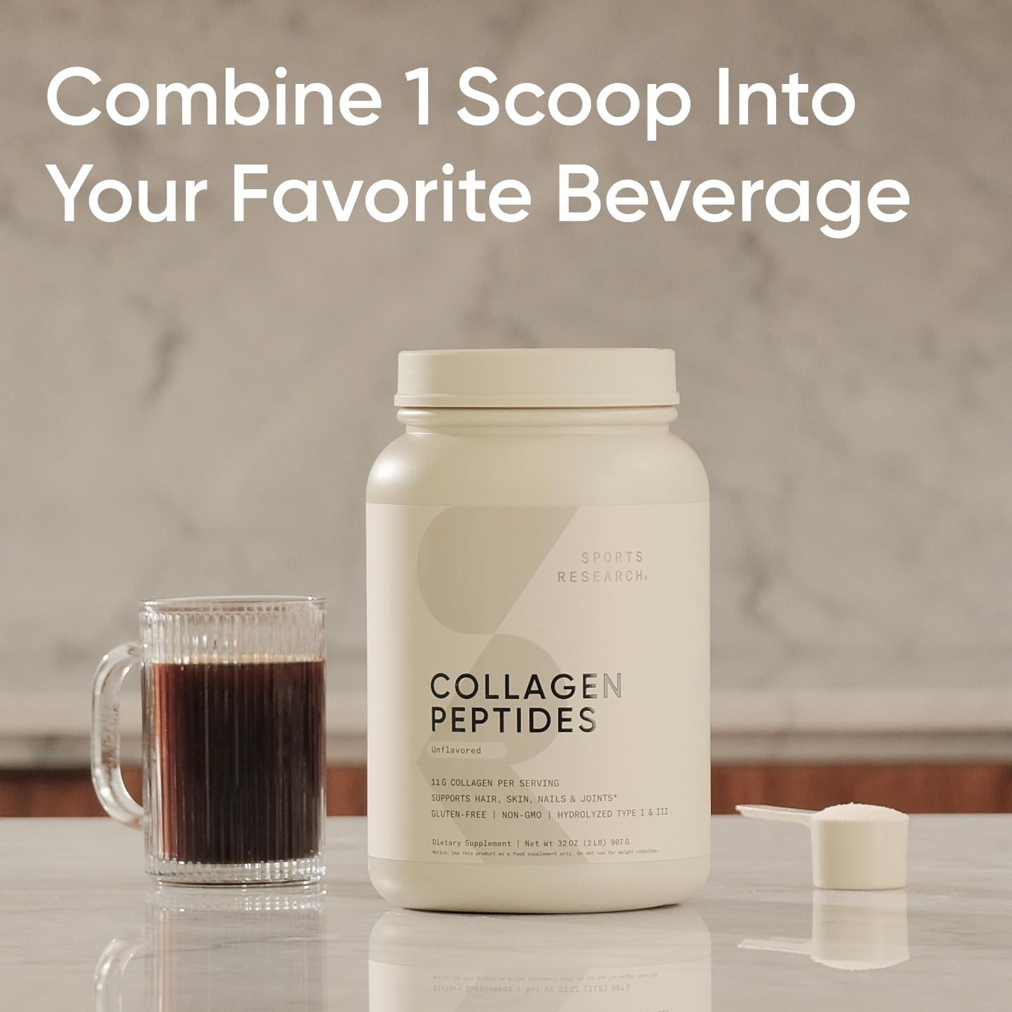 Sports Research Collagen Peptides Protein Powder, 32 Servings