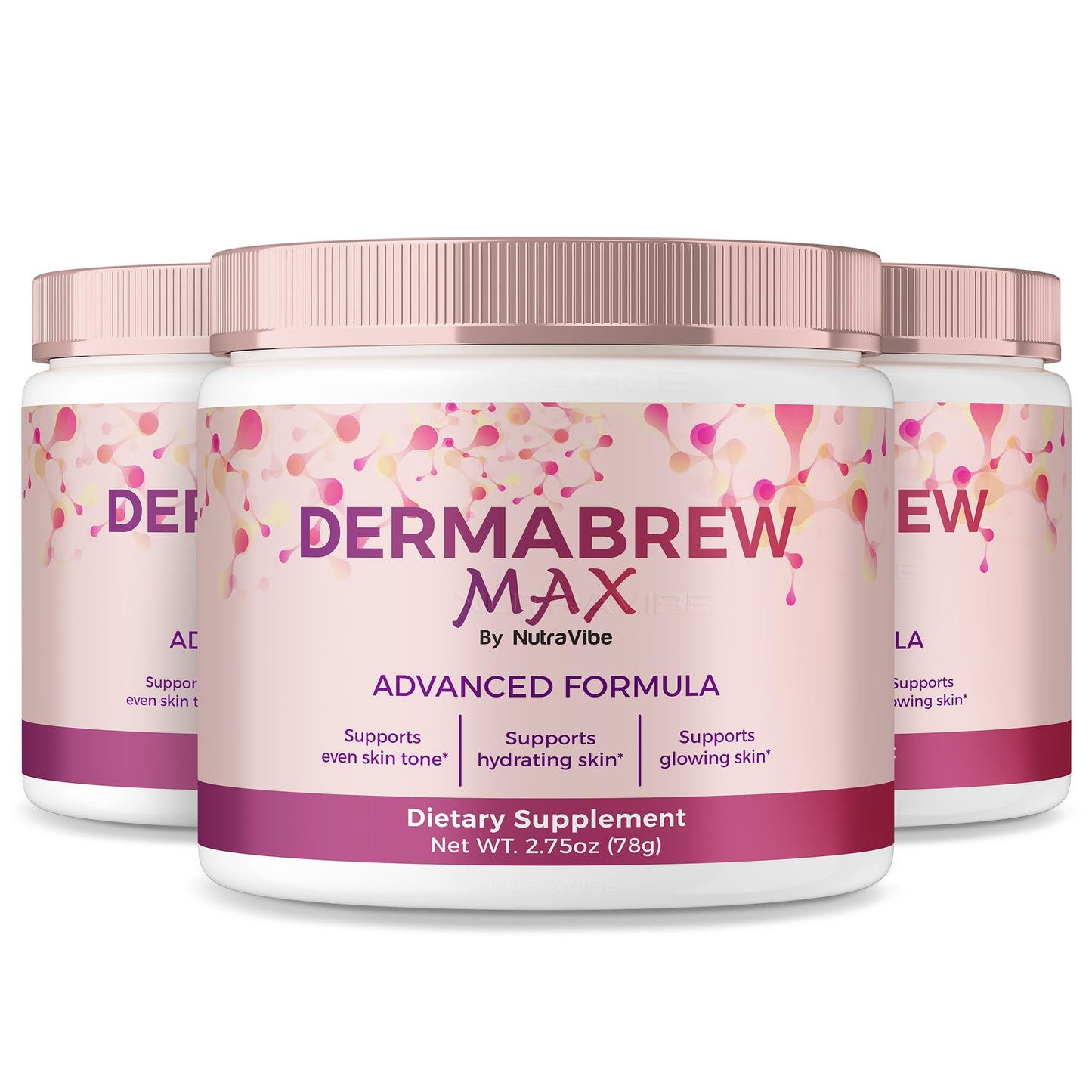 NutraVibe DermaBrew Max Powder 8.25 oz (Pack of 3)