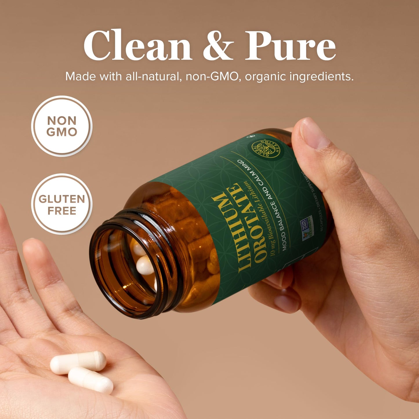 Global Healing Center Lithium Orotate 10mg Capsule, 120 Capsules