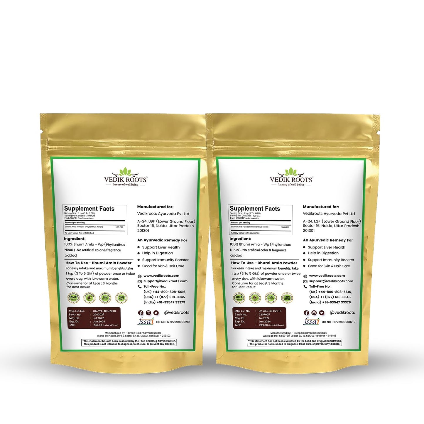 VEDIKROOTS Bhumi Amla Powder 100 g
