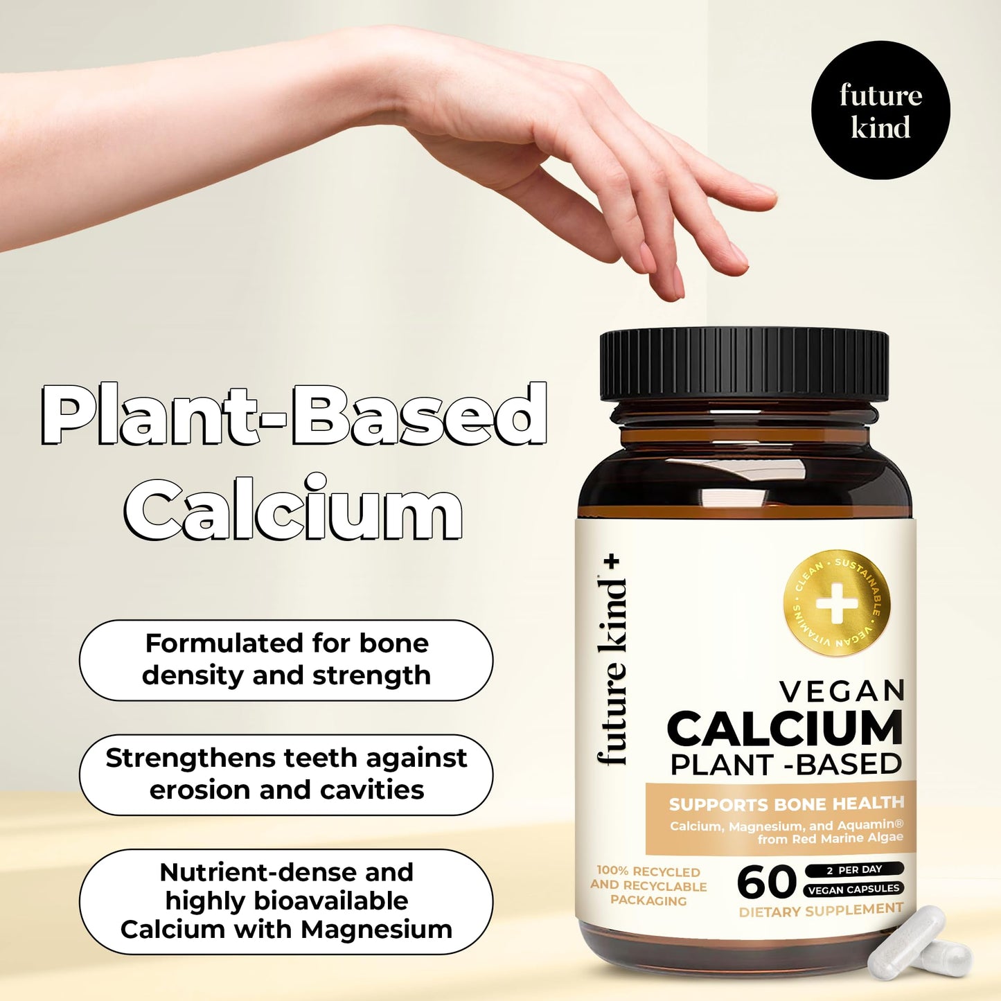 Future Kind Vegan Calcium Magnesium Supplement Capsule, 60 Capsules