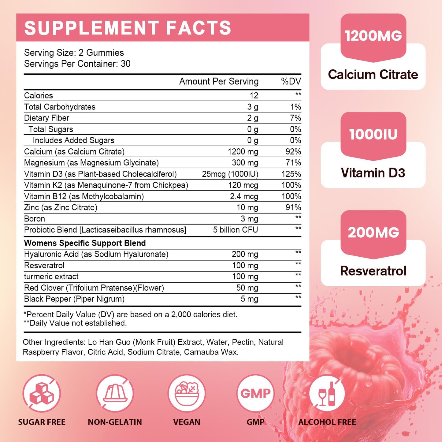 YANLUOBO Calcium Gummies for Women 60 Count