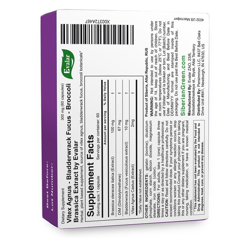 Evalar Vitex Chaste Tree Bladderwrack Fucus Extract Mastofit Herb Tablet 60 Count