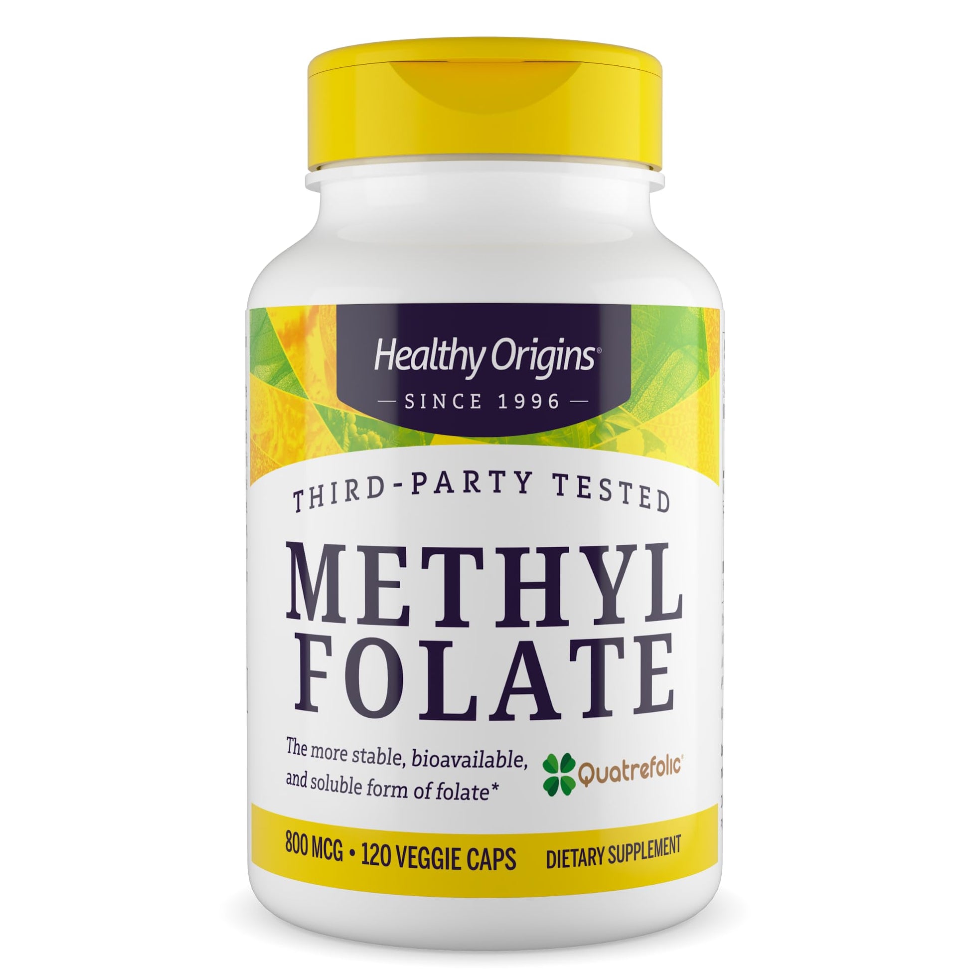 Healthy Origins Methyl Folate 800 mcg Veggie Capsules, 120 Count