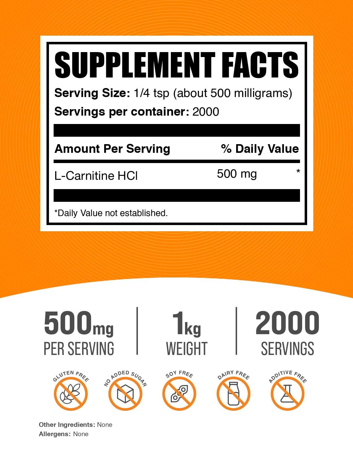 BulkSupplements L-Carnitine HCl Powder, 35.27 oz