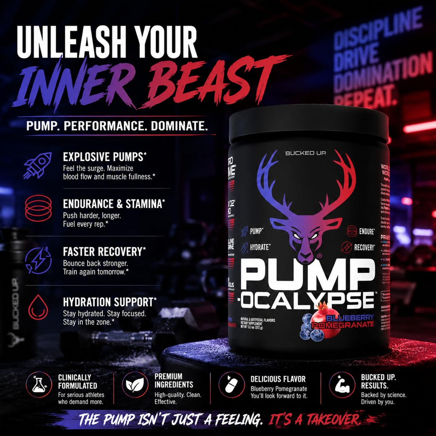 Bucked Up Pump-ocalypse Blueberry Pomegranate Powder 13.1 oz