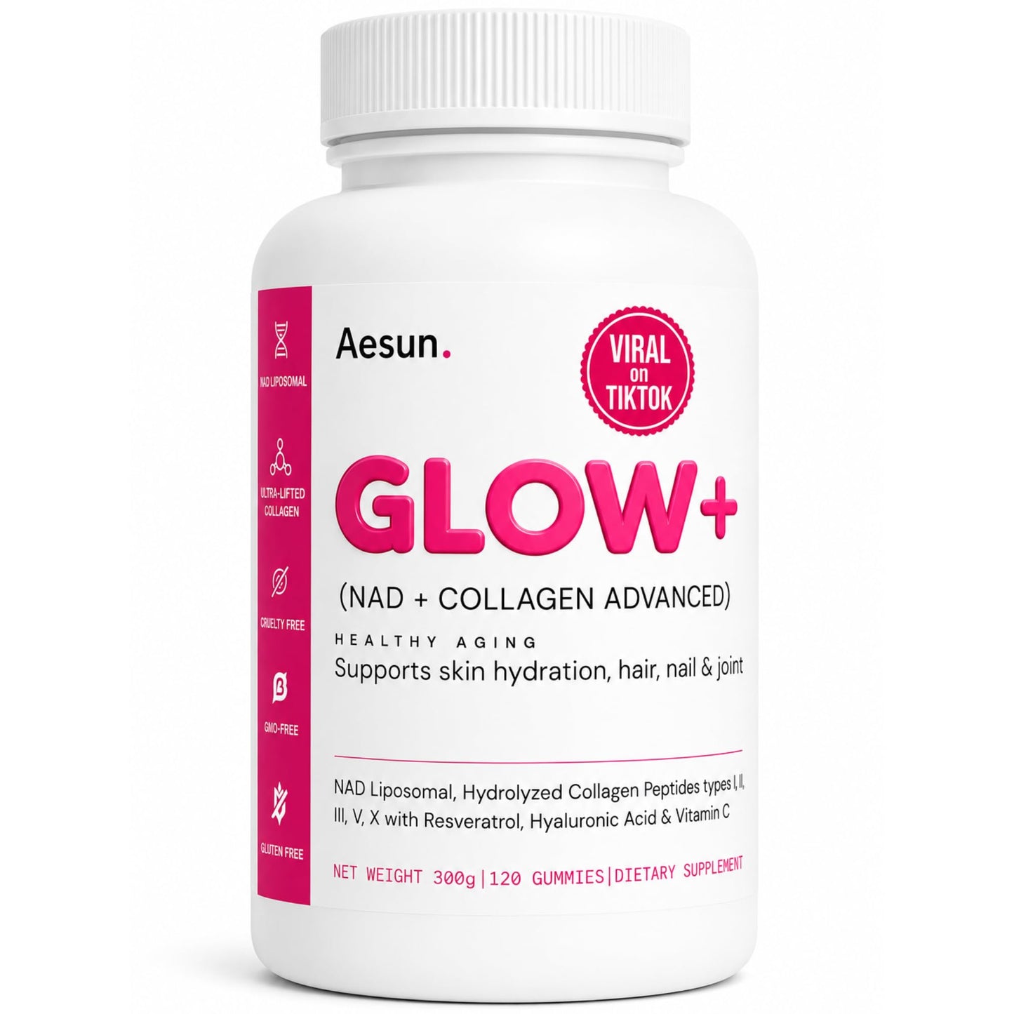 AESUN Collagen NAD+ 2 in 1 Capsules 120 Count