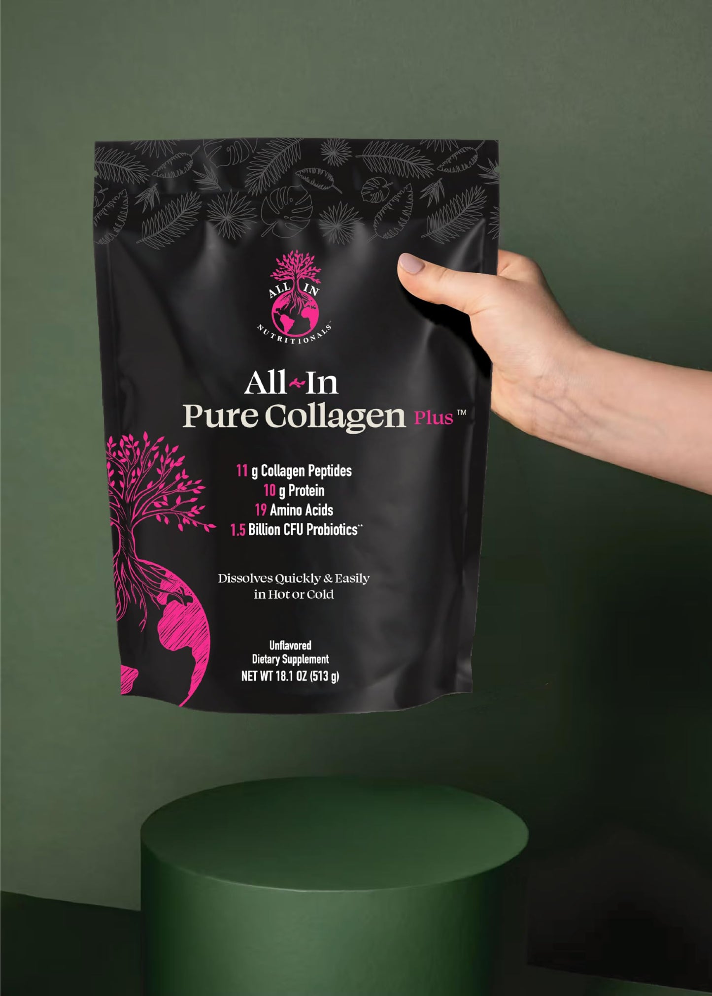 All In Nutritionals Pure Collagen + Probiotics Powder 18.1