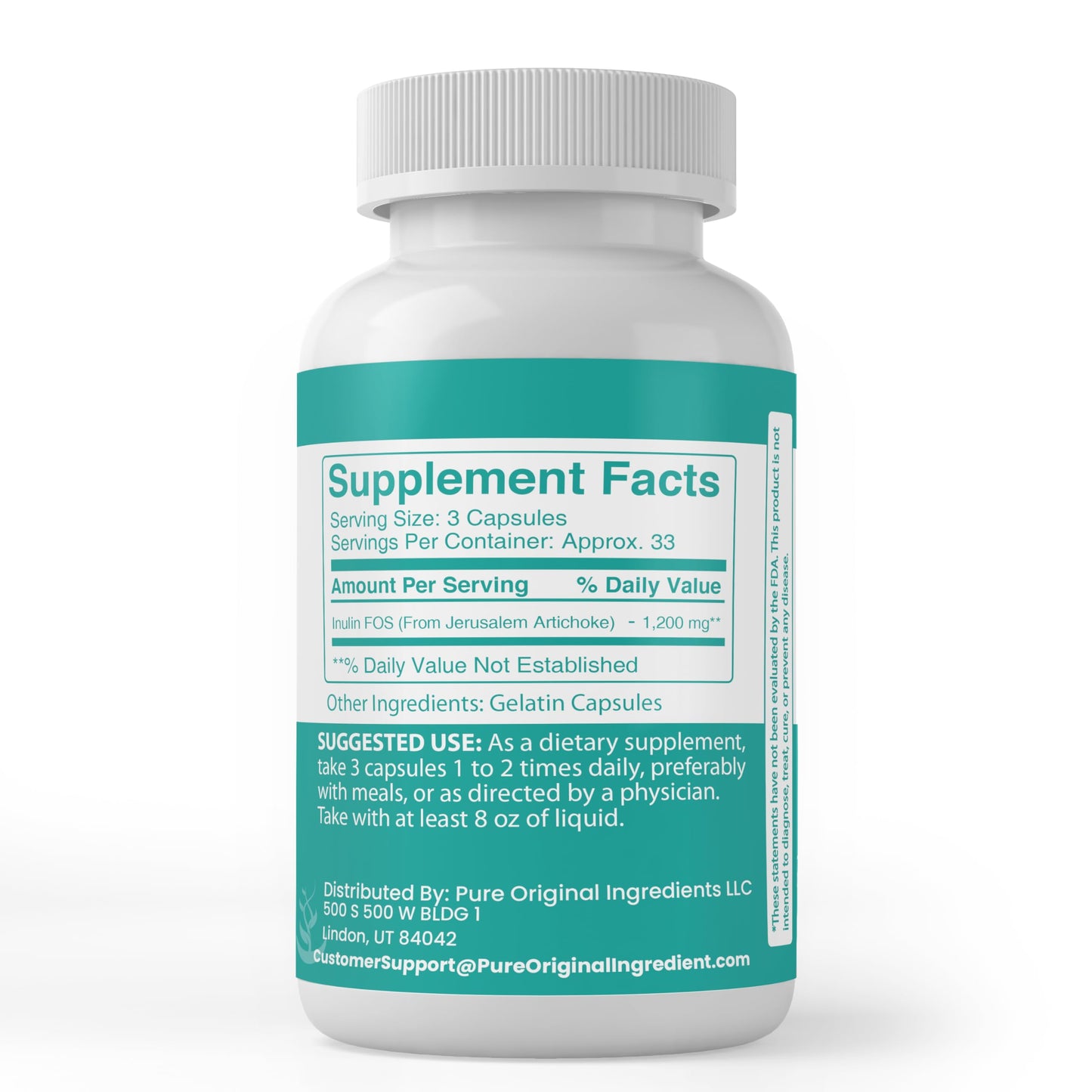 Pure Original Ingredients Inulin Capsule, 100 Capsules