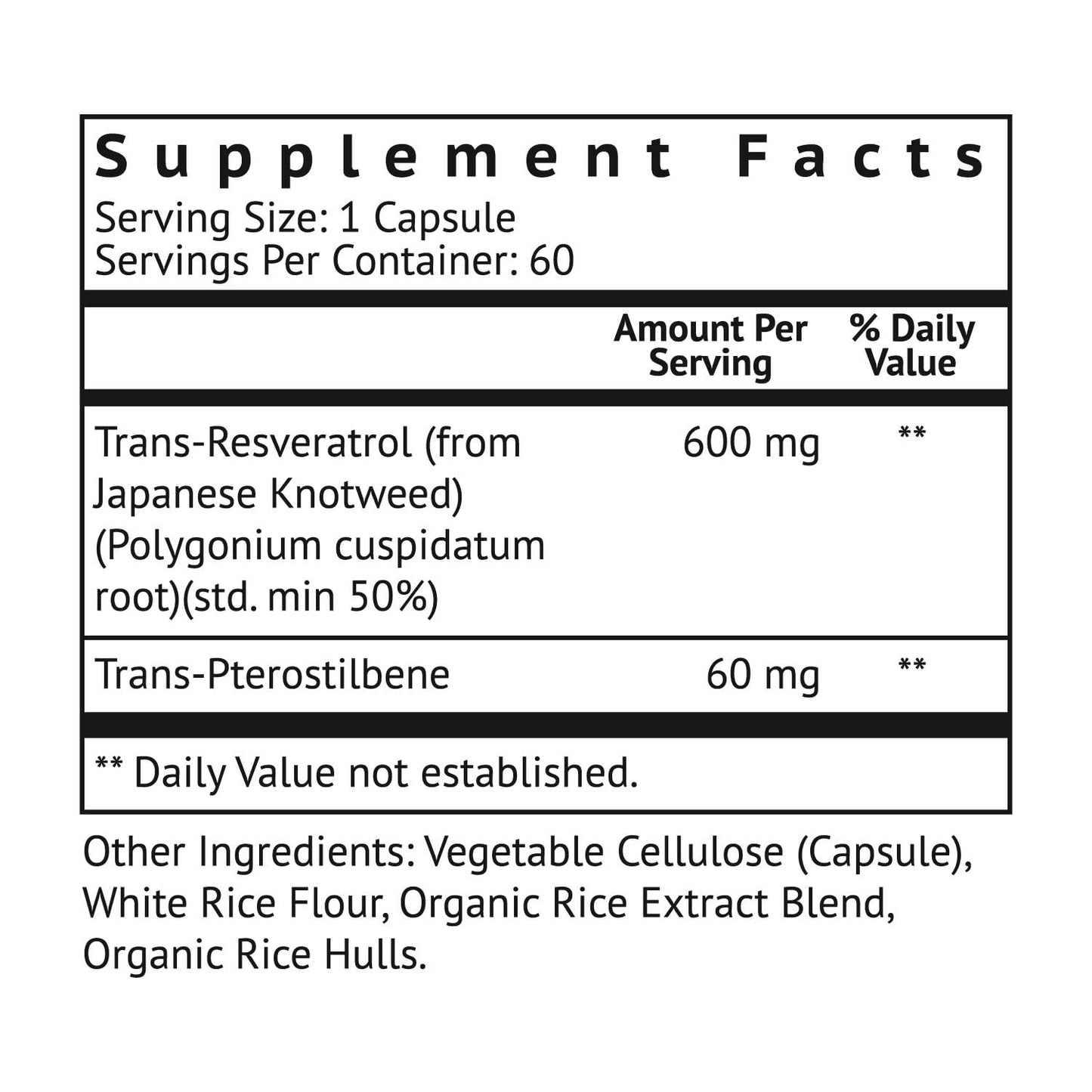 VitaMonk Trans Resveratrol with Pterostilbene for Healthy Aging Support Capsules, 60 Count