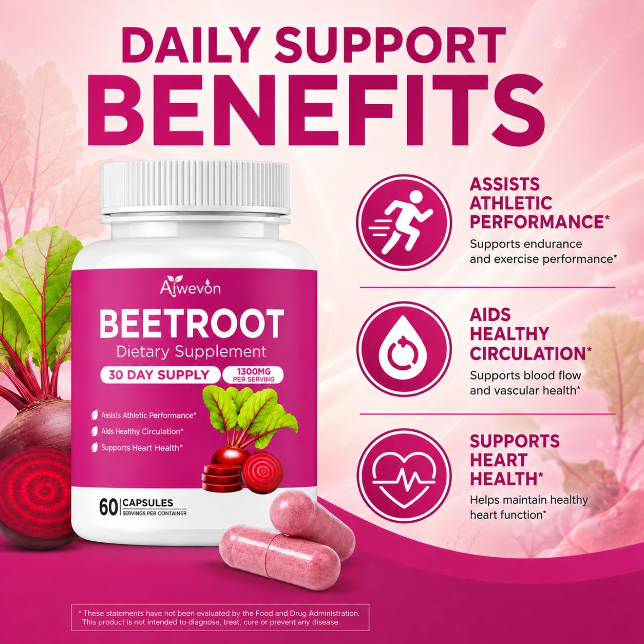 Aiwevon Beet Root Gummies 60 Count
