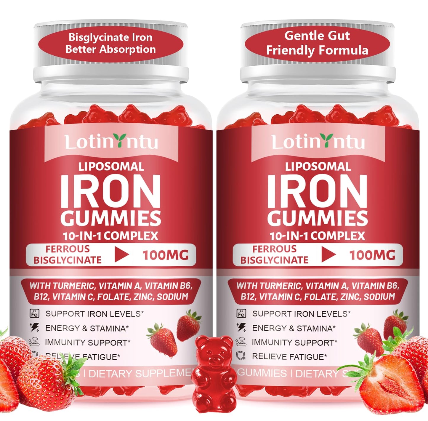 LotinYntu Iron Bisglycinate Gummies 120 Count