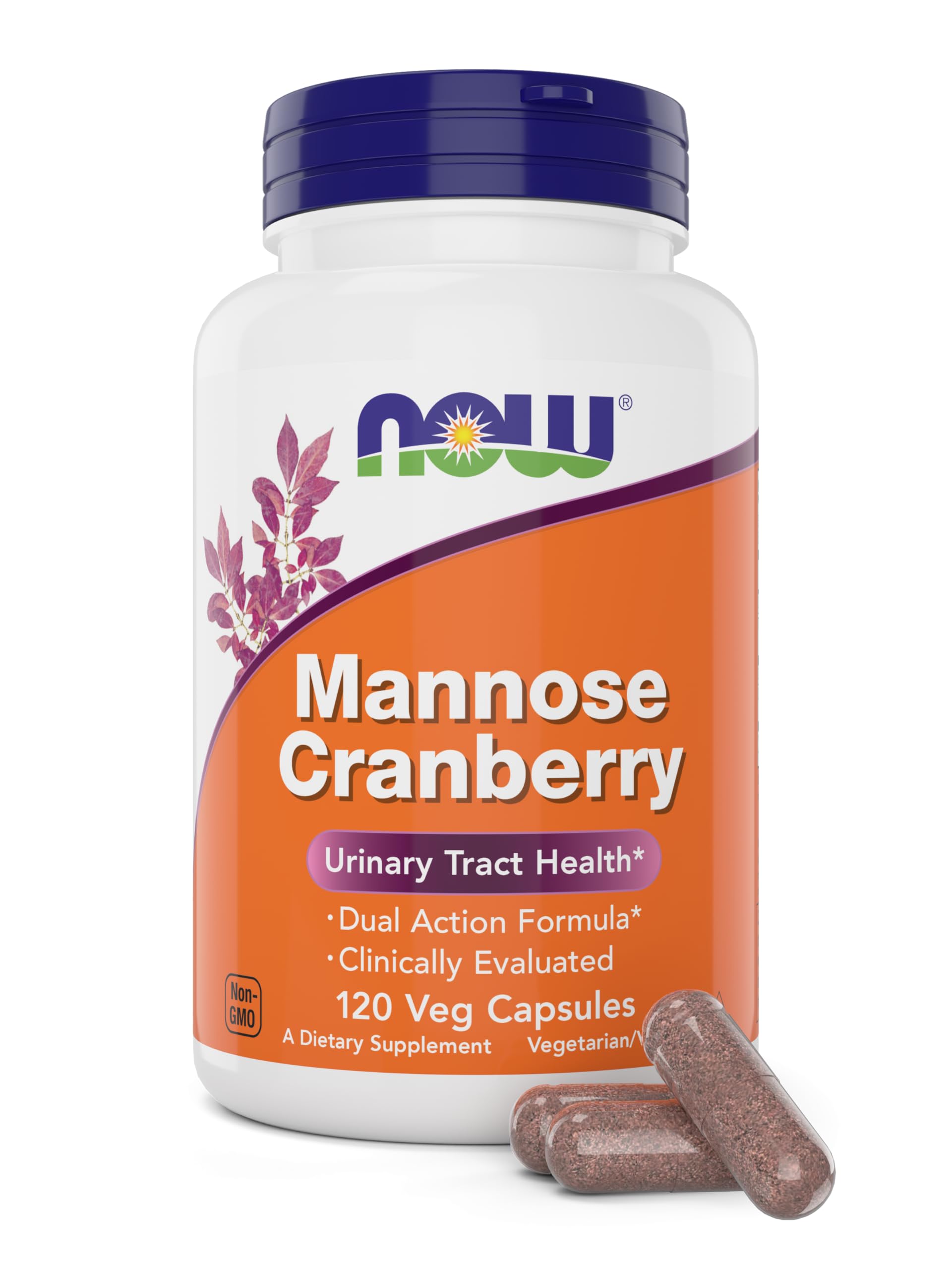 NOW Foods Mannose Cranberry Capsule, 120 Count