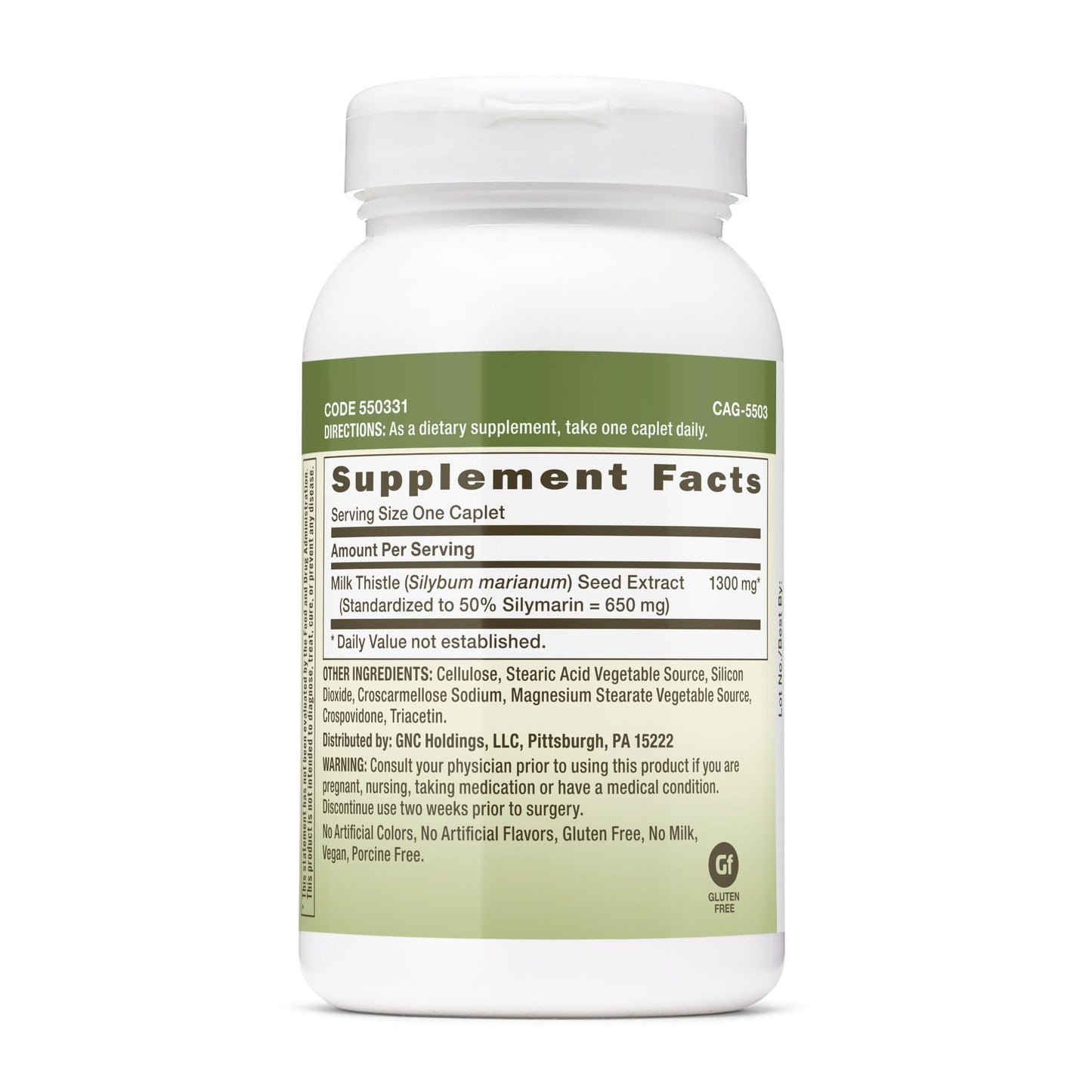GNC Milk Thistle 1300mg Caplets, 120 Count