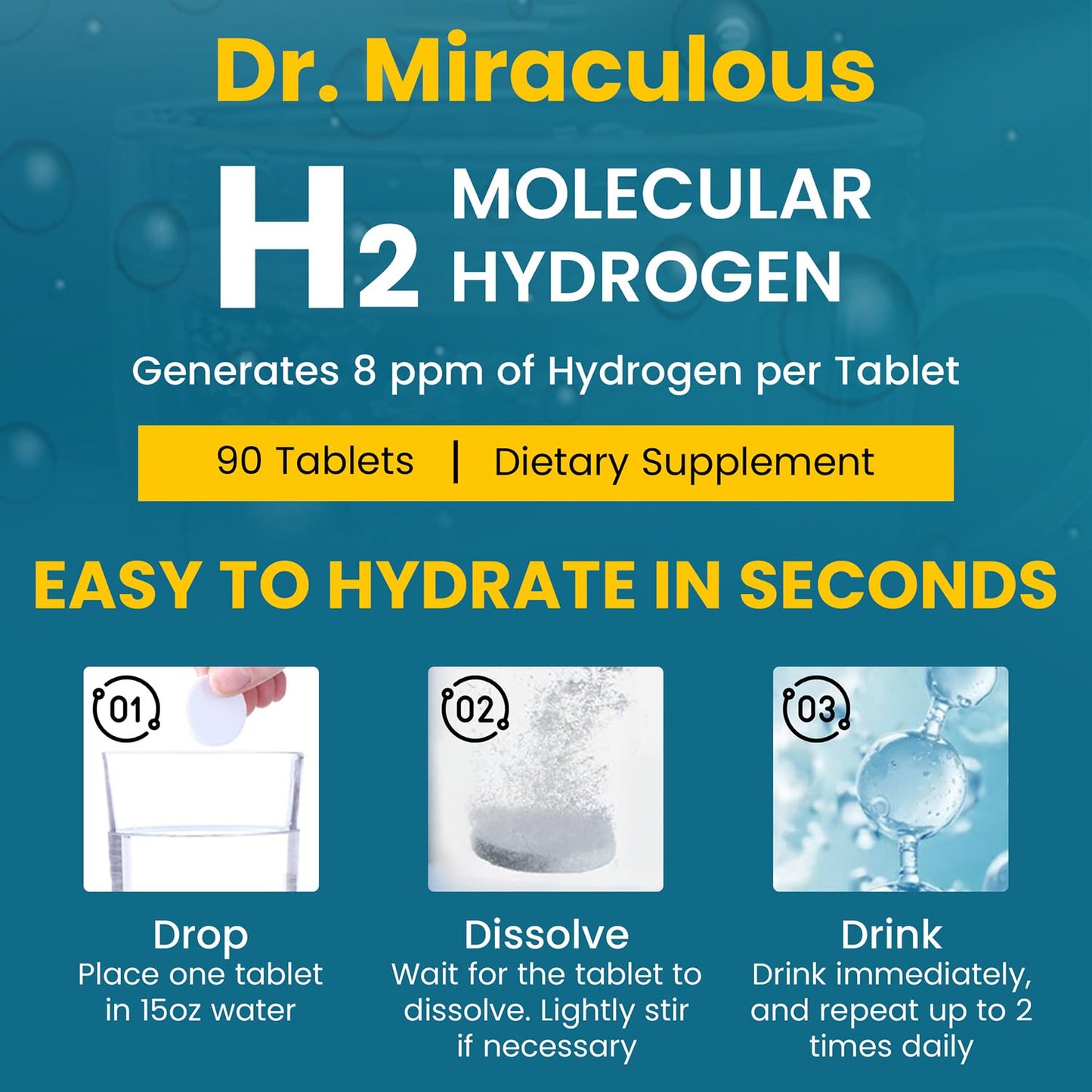 Dr. Miraculous Hydrogen Water Tablets 90 Count