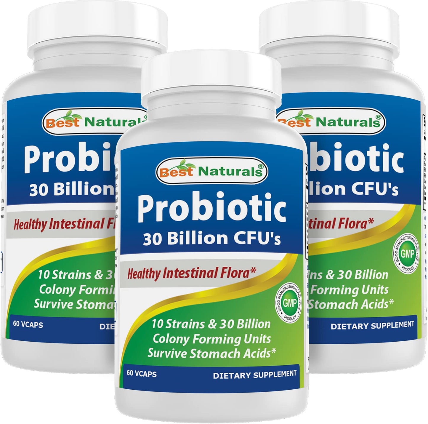 Best Naturals Probiotic 10 Strains & 30 Billion CFU Intestinal Flora 180 Capsules