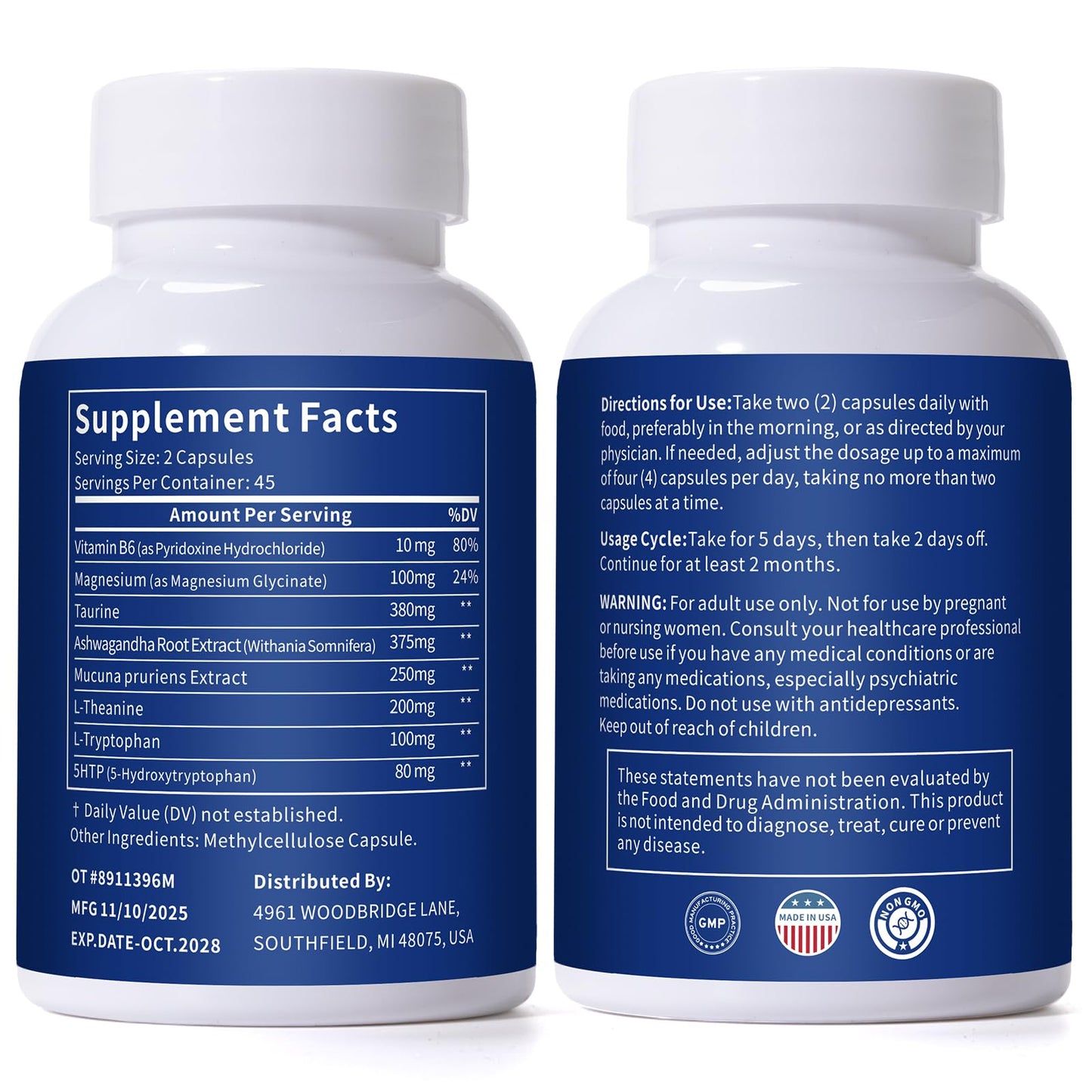 FLIKO Serotonin and Dopamine Supplements with 5-HTP & Mucuna Pruriens Capsules, 100 Count