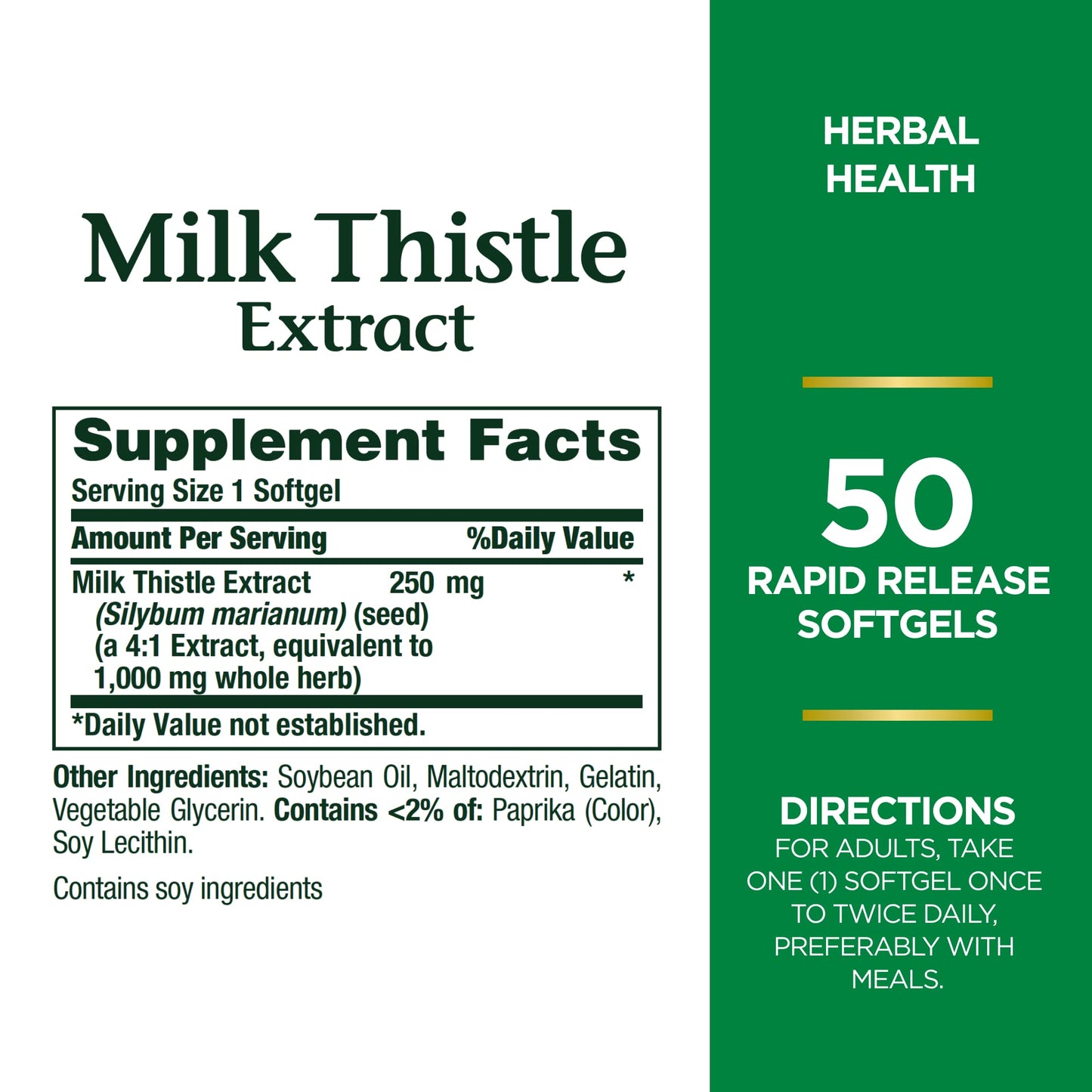 Nature's Bounty Milk Thistle Softgels 1000mg, 100 Count