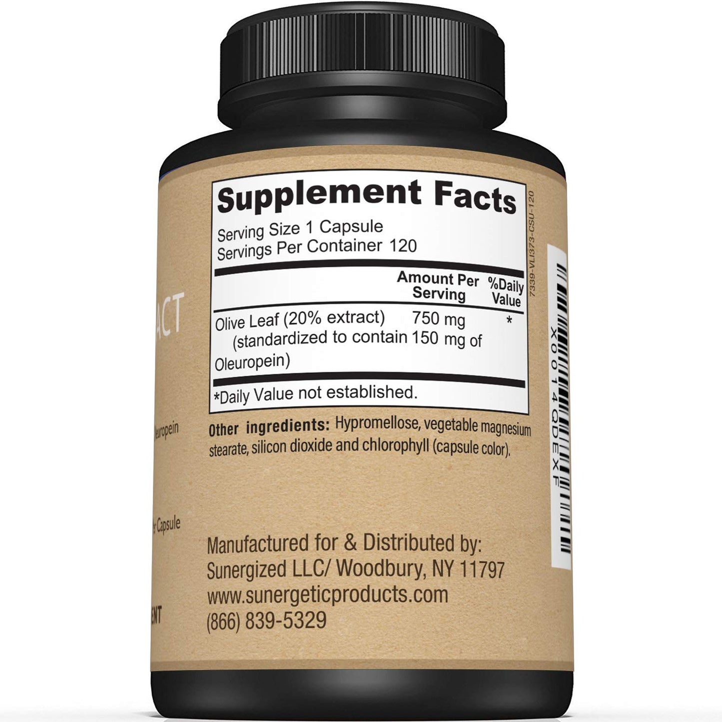 Sunergetic Olive Leaf Extract Capsules 750mg, 120 Capsules