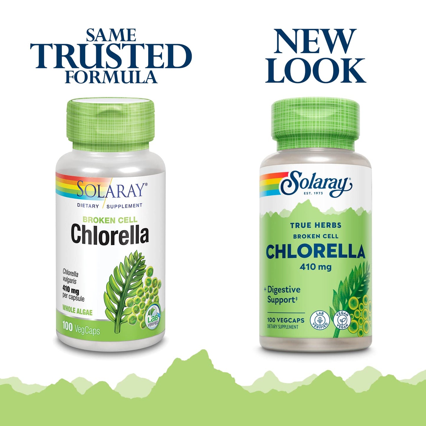Solaray Broken Cell Chlorella 410 mg Capsules, 100 VegCaps