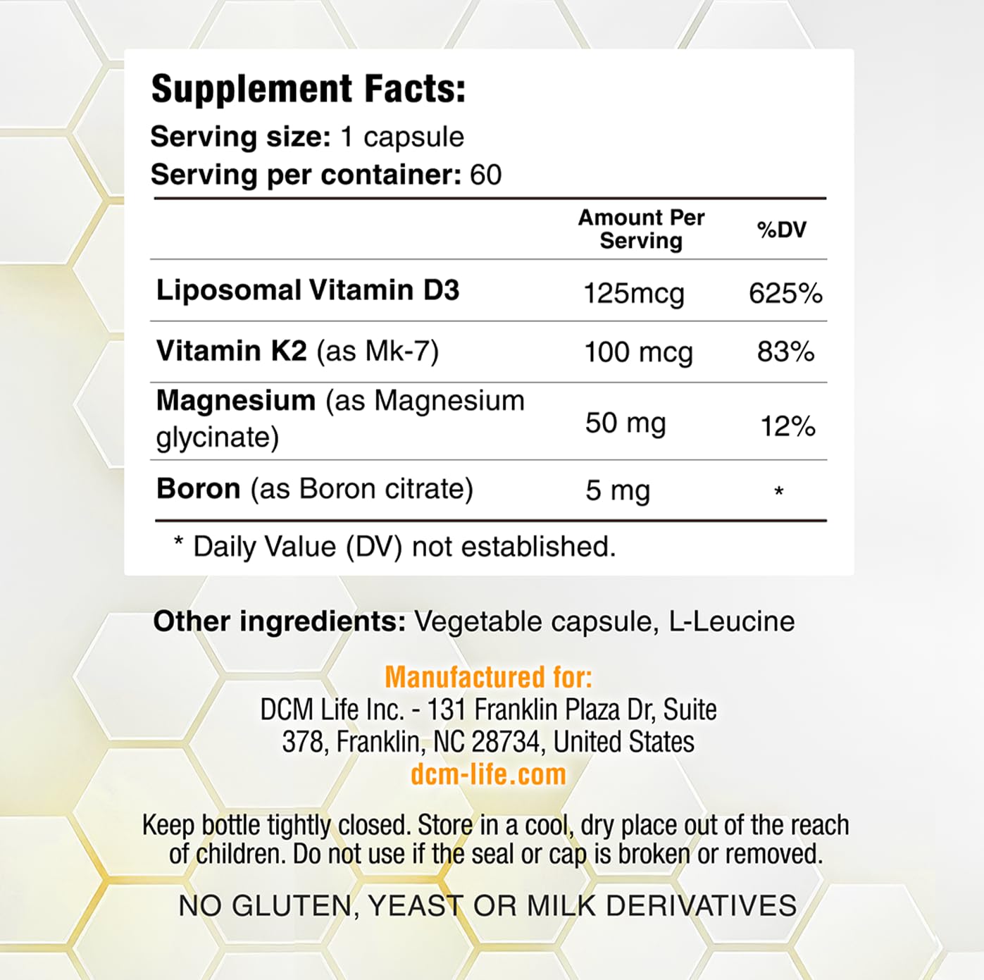 DCM Ultimate D3 Liposomal Vitamin D3 + K2 5000 IU with Boron & Magnesium, High Absorption Immune & Heart Health Support, 60 Capsules
