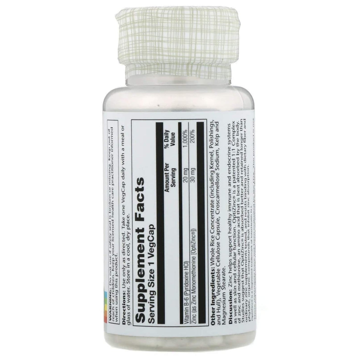 SOLARAY OptiZinc 30mg Capsules 60 Count
