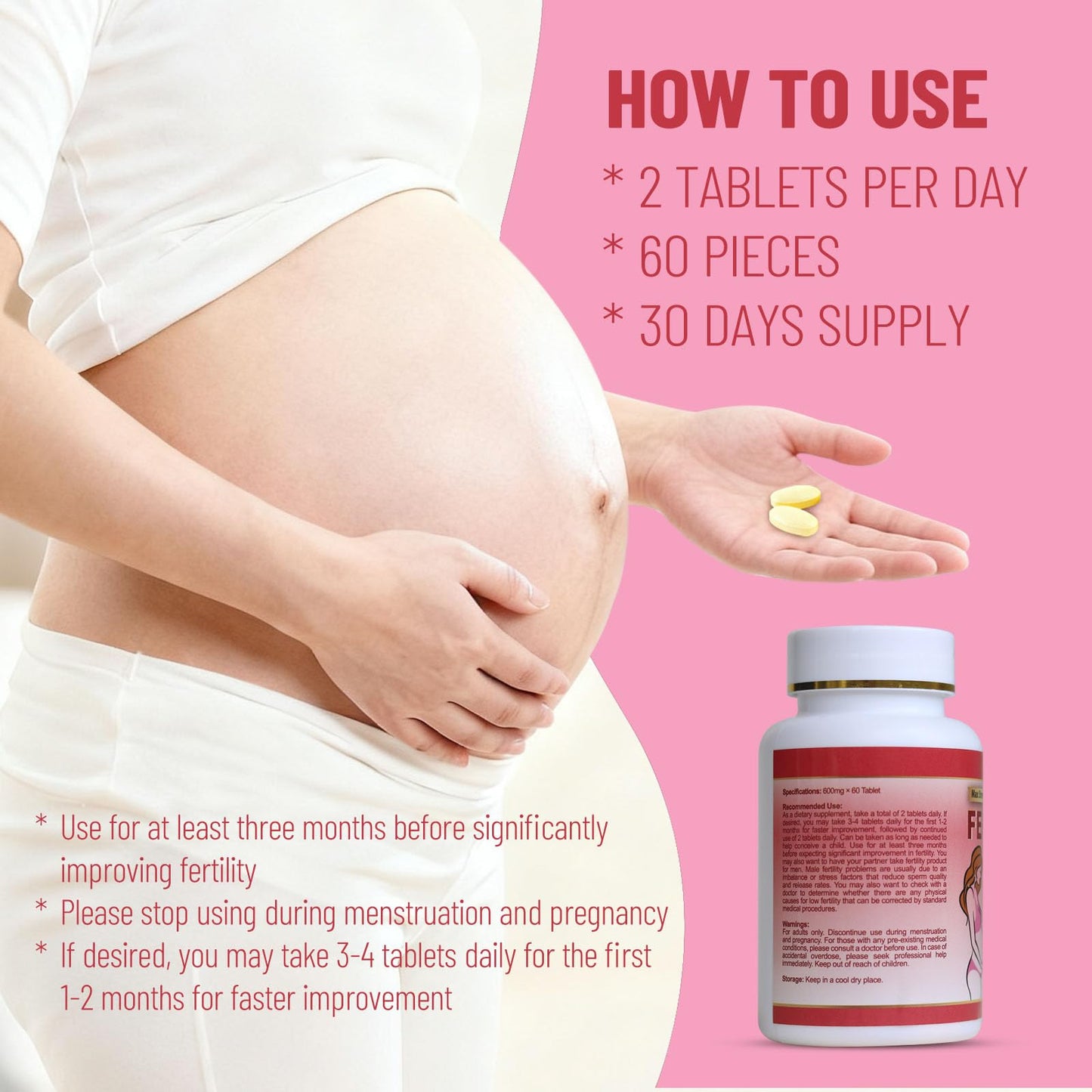 Wins Town Fertility Tablets - Prenatal Vitamin for Women, Tablet, 60 Count