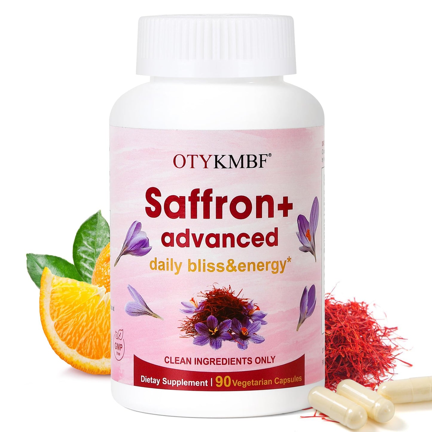 OTYKMBF Saffron+ Advanced Capsules – Pure Organic Saffron Supplement with Collagen, Biotin & Vitamin C – Mood, Focus & Stress Support, 90 Capsules