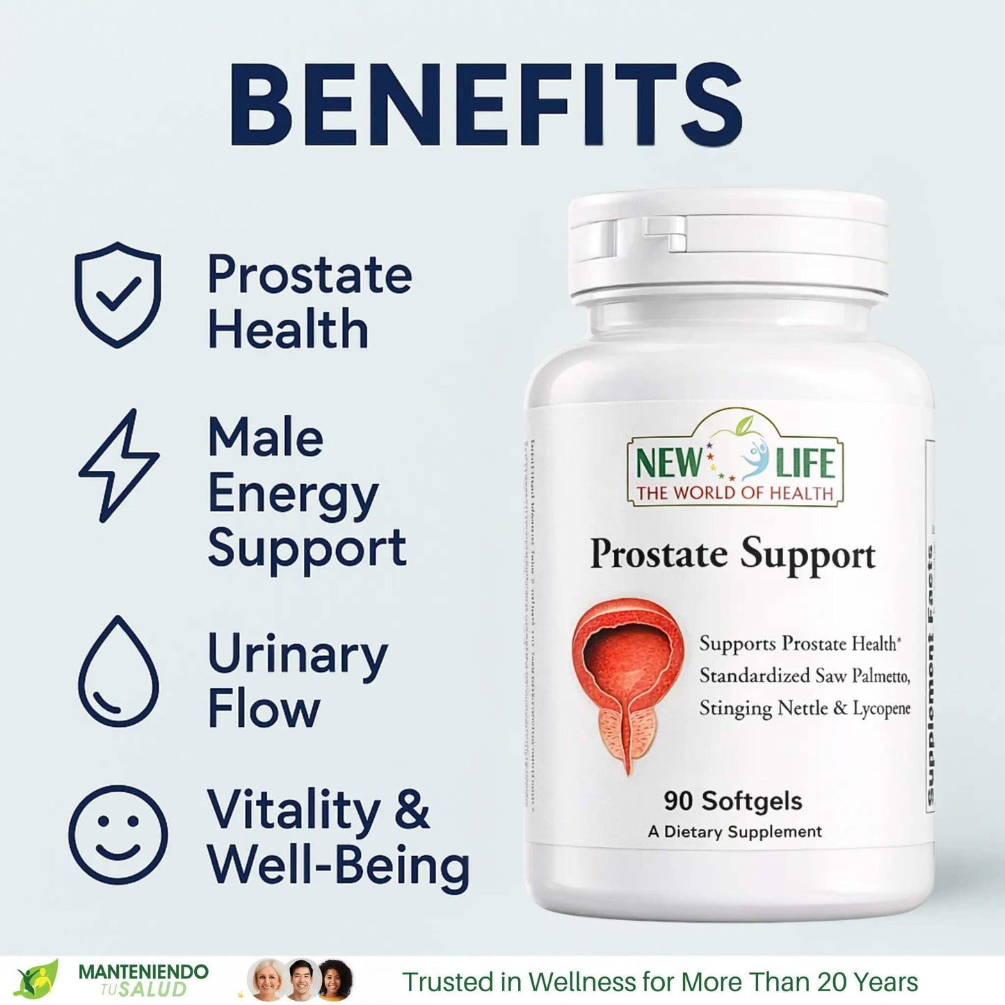 Manteniendo Tu Salud New Life Prostate Support Prostate Health Saw Palmetto Softgels 90 Count