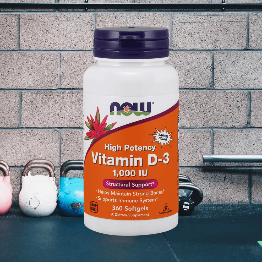 NOW Foods Vitamin D-3 1000 IU (High Potency) Softgels, 360 Count