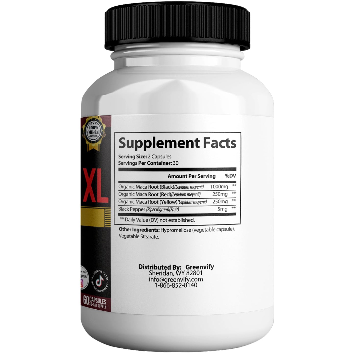 GREENVIFY Vigorlong XL Extra Strength Maca Root Complex Capsules, 300