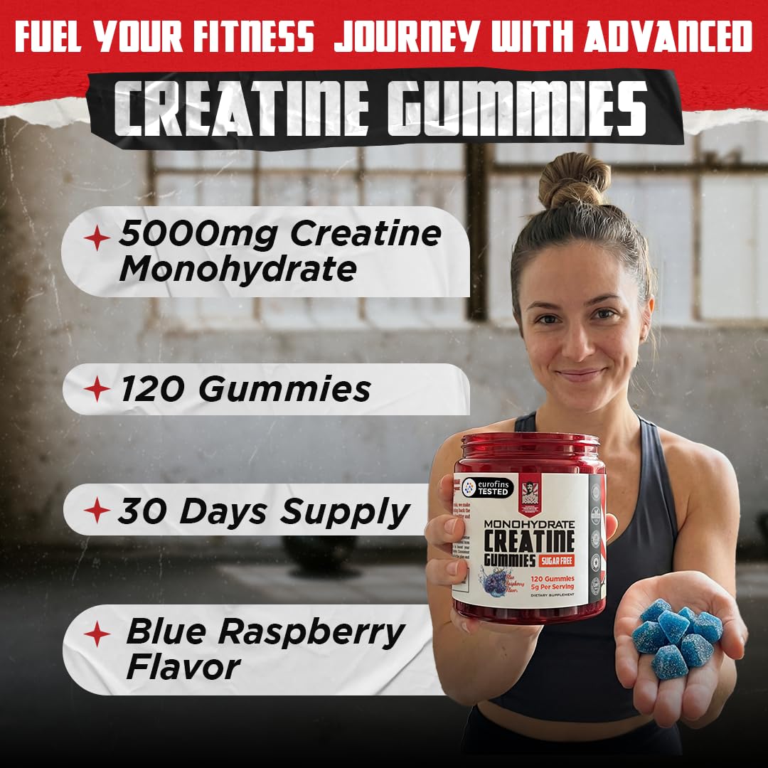 Old School Labs 5000mg Creatine Monohydrate Gummies, 120 Count