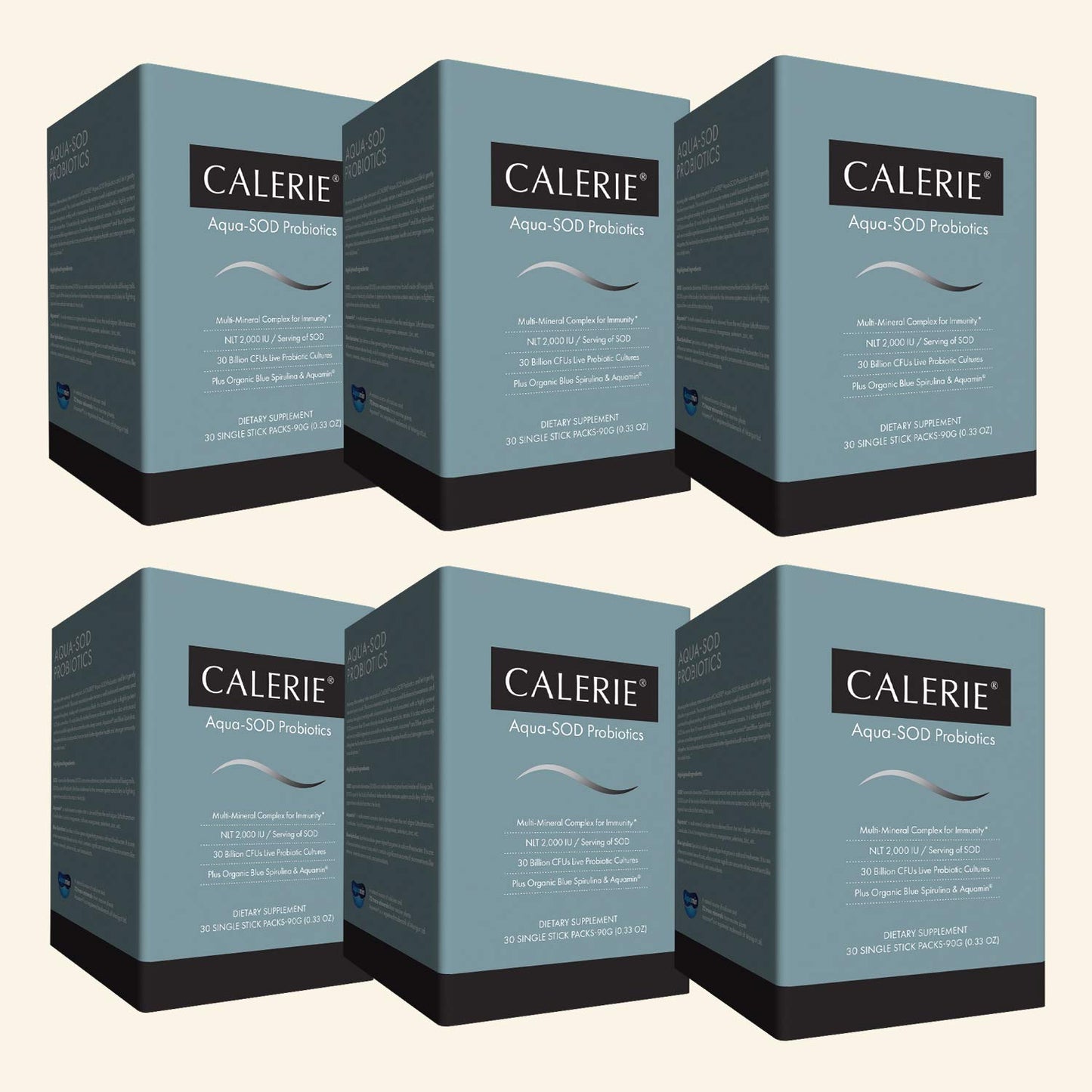 Calerie Aqua-SOD Probiotics Powder – NLT 2,000IU Per Serving, Multi-Mineral Complex for Immunity, Health for Better Vitality, Anti-Aging, Plus Organic Blue Spirulina & Aquamin, Pack of 30