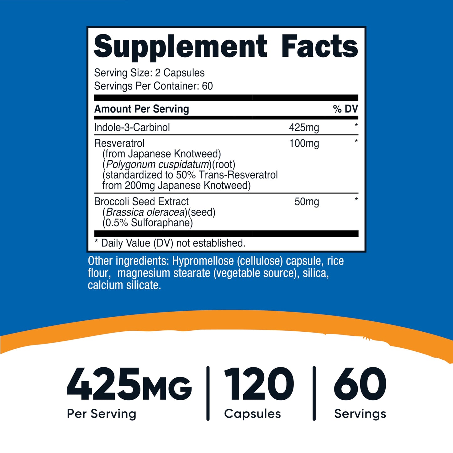 Nutricost Indole-3-Carbinol 425mg Capsule, 120 Capsules