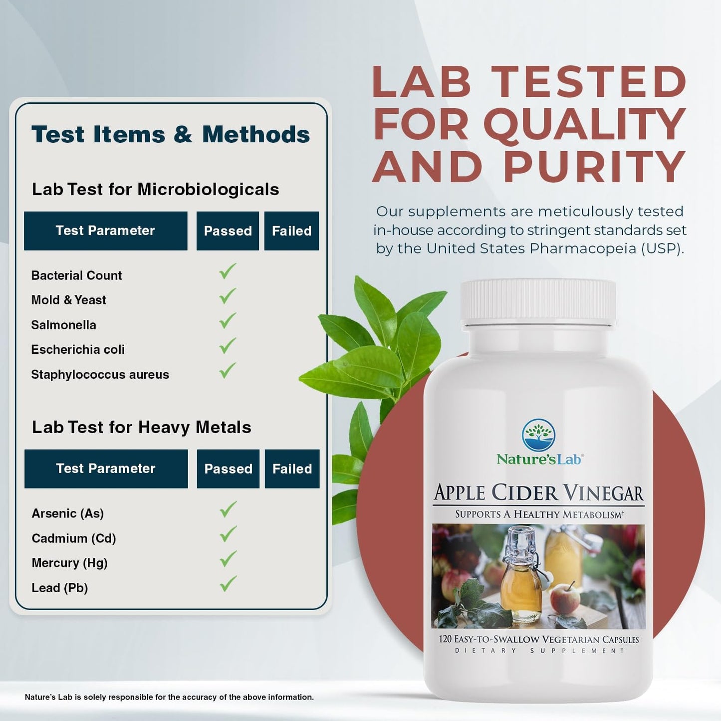 Nature's Lab Apple Cider Vinegar 1200mg with Chromium Capsules, 120 Count