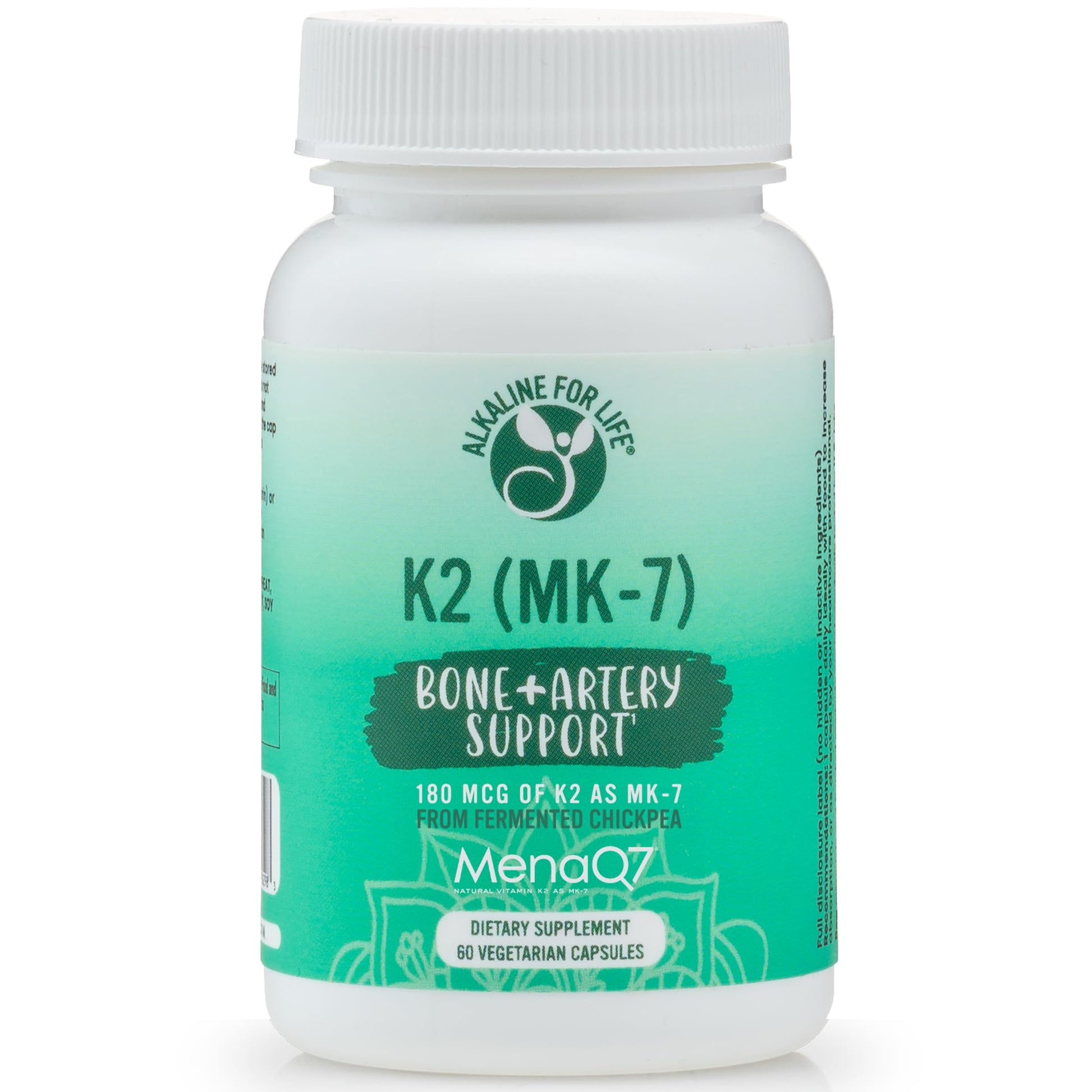 Alkaline for Life Vitamin K2 MK-7 MenaQ7 Capsule 60 Count