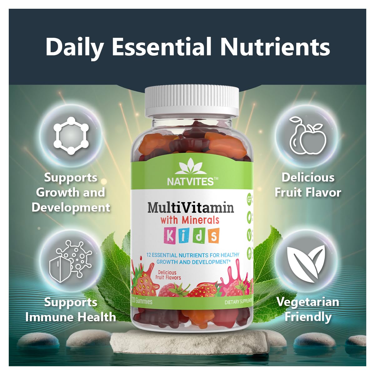 Natvites Complete Kids Multivitamin Gummies, 120 Count