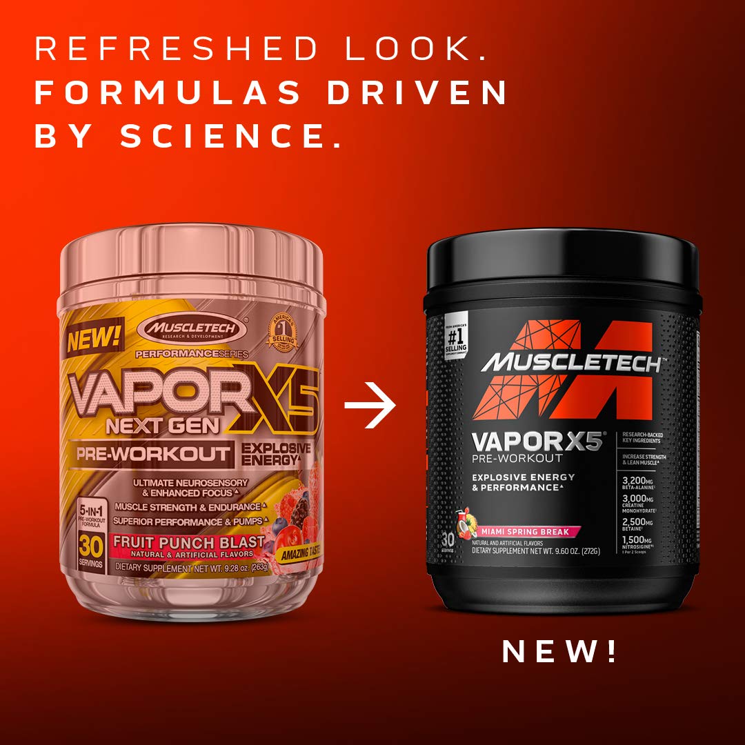 Muscletech Nitro-Tech Whey Protein & Vapor X5 Pre-Workout Powder Bundle, 40 Servings