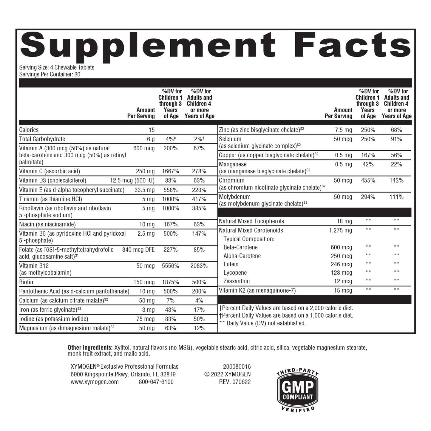 XYMOGEN ActivNutrients Chewable Children's Multivitamin, 120 Count